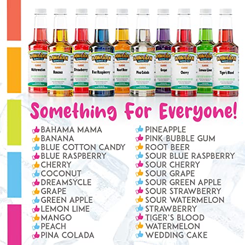 Hawaiian Shaved Ice Syrup Pint 3-pack, Sour Cherry, Sour Grape, & Sour Blue Raspberry, For Slushies, Italian Soda, Seltzers, Popsicles