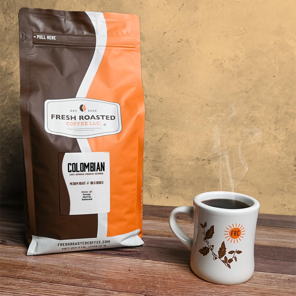 Fresh Roasted Coffee, Dark Brazil Whole Bean Coffee, Med-Dark Roast, Kosher, 5 lb (80 oz)