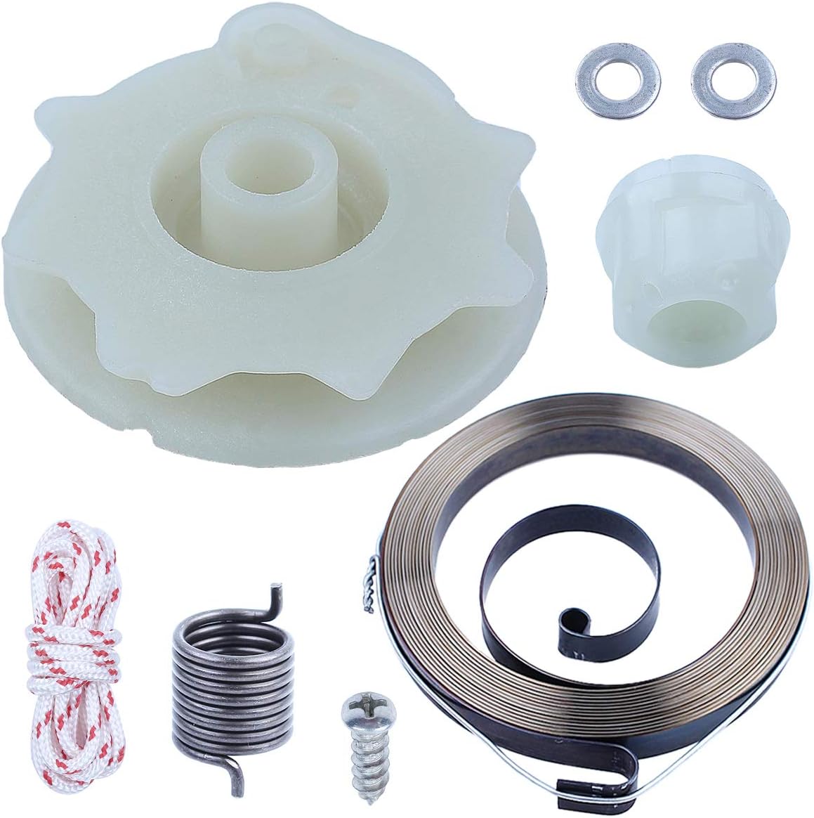 Adefol Chainsaw Recoil Starter Pulley Spring Kit for Poulan PP4218 PP4620AV PPB4018 SM4218AV with Recoil Spring W/Hub, Starter Rope