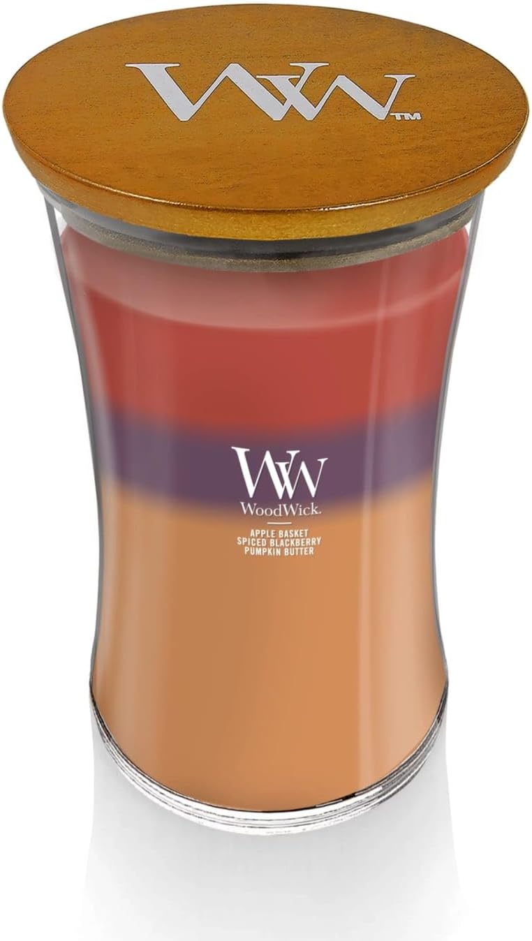 WoodWick Café Sweets Trilogy Holiday Candle Gifts for Women and Men, 9.7 oz Medium Hourglass Trilogy Candle with Crackling Wick
