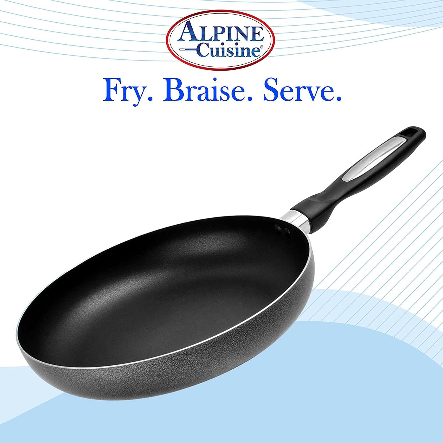 Alpine Cuisine Fry Pan 13-Inch Nonstick Coating Gray, Frying Pans Nonstick for Stove with Stay Cool & Comfortable Handle, Durable Nonstick Cookware, Ideal for Family