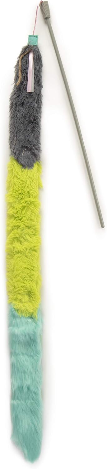 SmartyKat Frisky Flyer Feather Wand Cat Toy, Extendable Up to 24" - Blue, One Size