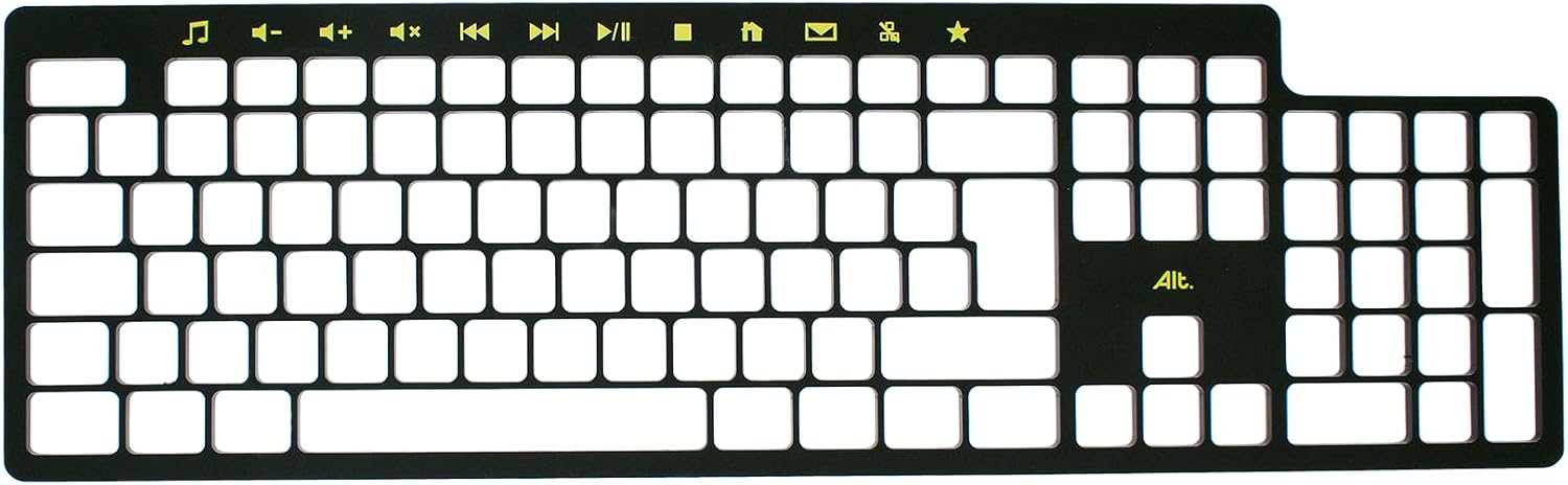 Clevy ALT ClearKeys Keyboard and Keyguard Combo - Large Print High Contrast USB Wired Keyboard for Visually Impaired + Custom Keyguard for Temporary