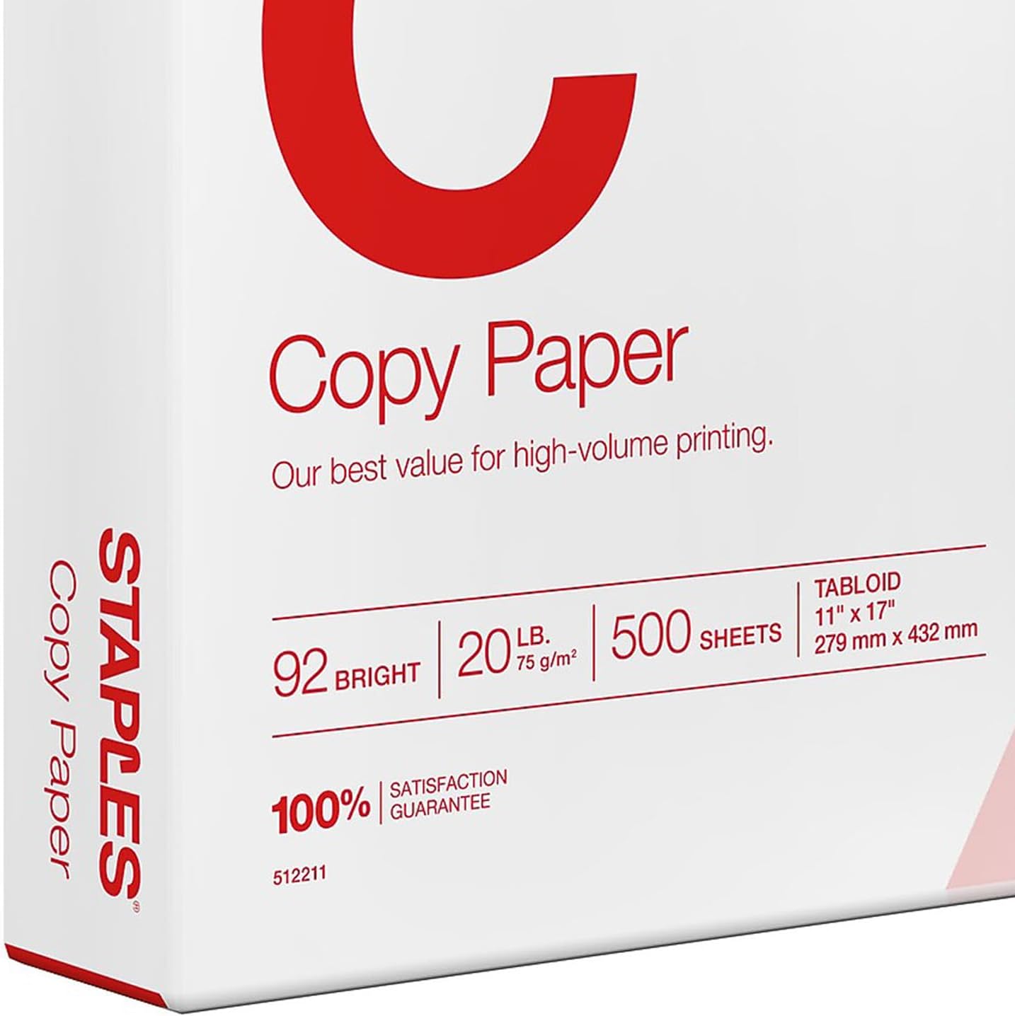 Staples TRU RED Copy & Printer Paper, 8.5 x 11, 20 lb, 92 Bright, 5,000 Sheets/Carton, White Letter Size Paper for Office, School & Home