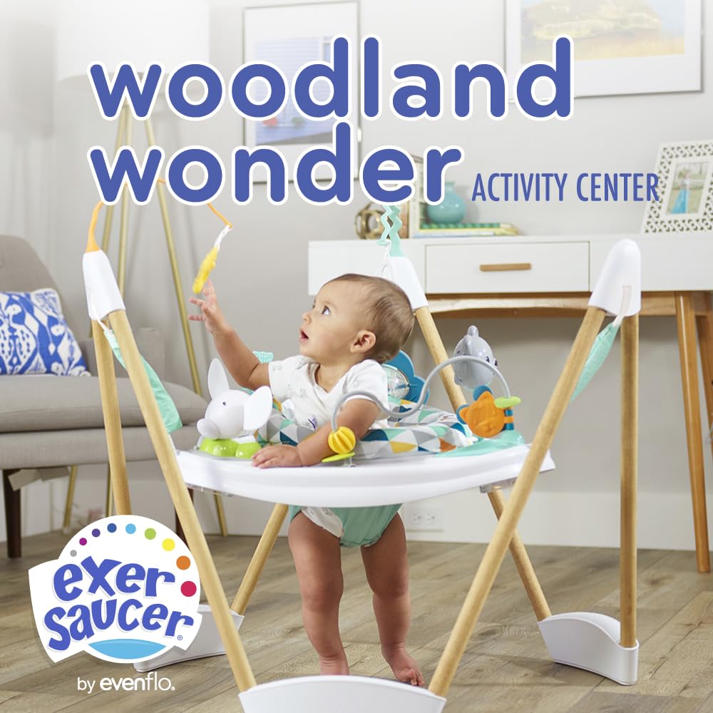 Evenflo Exersaucer Wood Frame Jumper, Woodland Wonder
