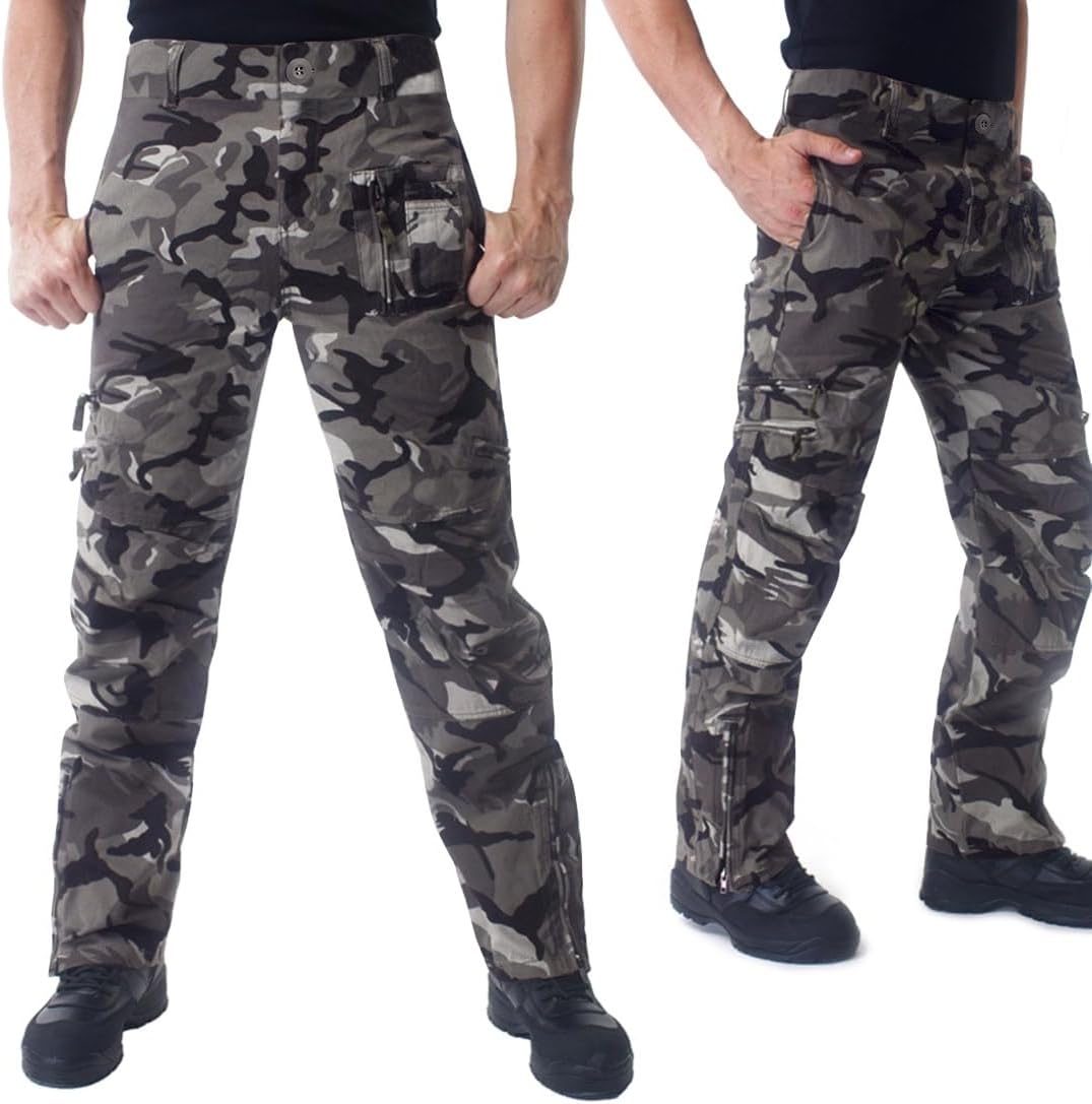 CRYSULLY Mens Tactical Cargo Pants Ripstop Cotton Military Hiking Work