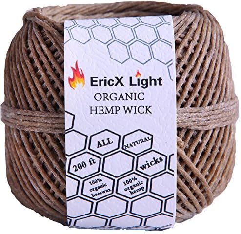 Organic Hemp Wick,200 FT Spool,Well Coated with Beeswax,Standard Size(1.0mm)