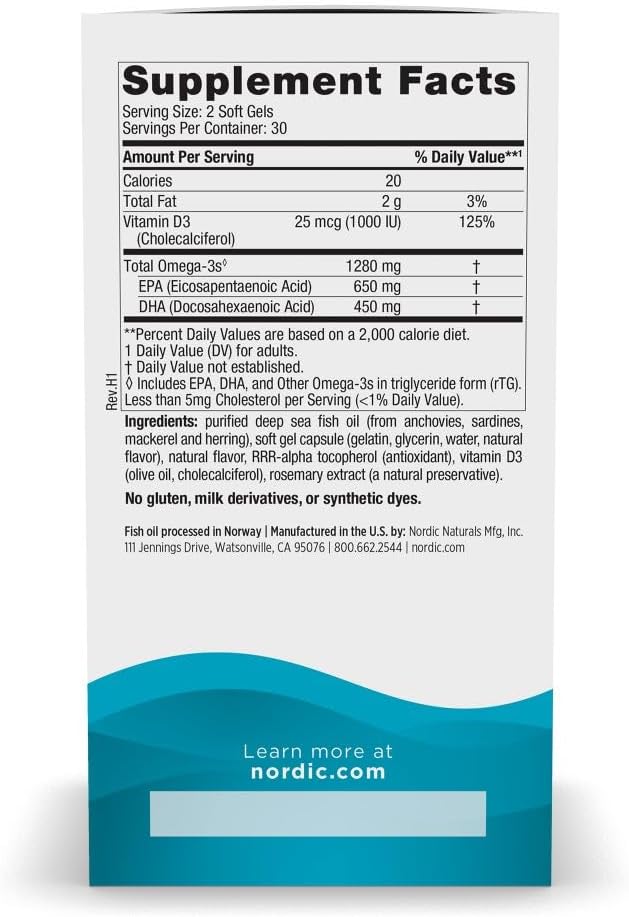 Nordic Naturals Ultimate Omega-D3,1280mg + 1000IU D3, Lemon - 90 Count