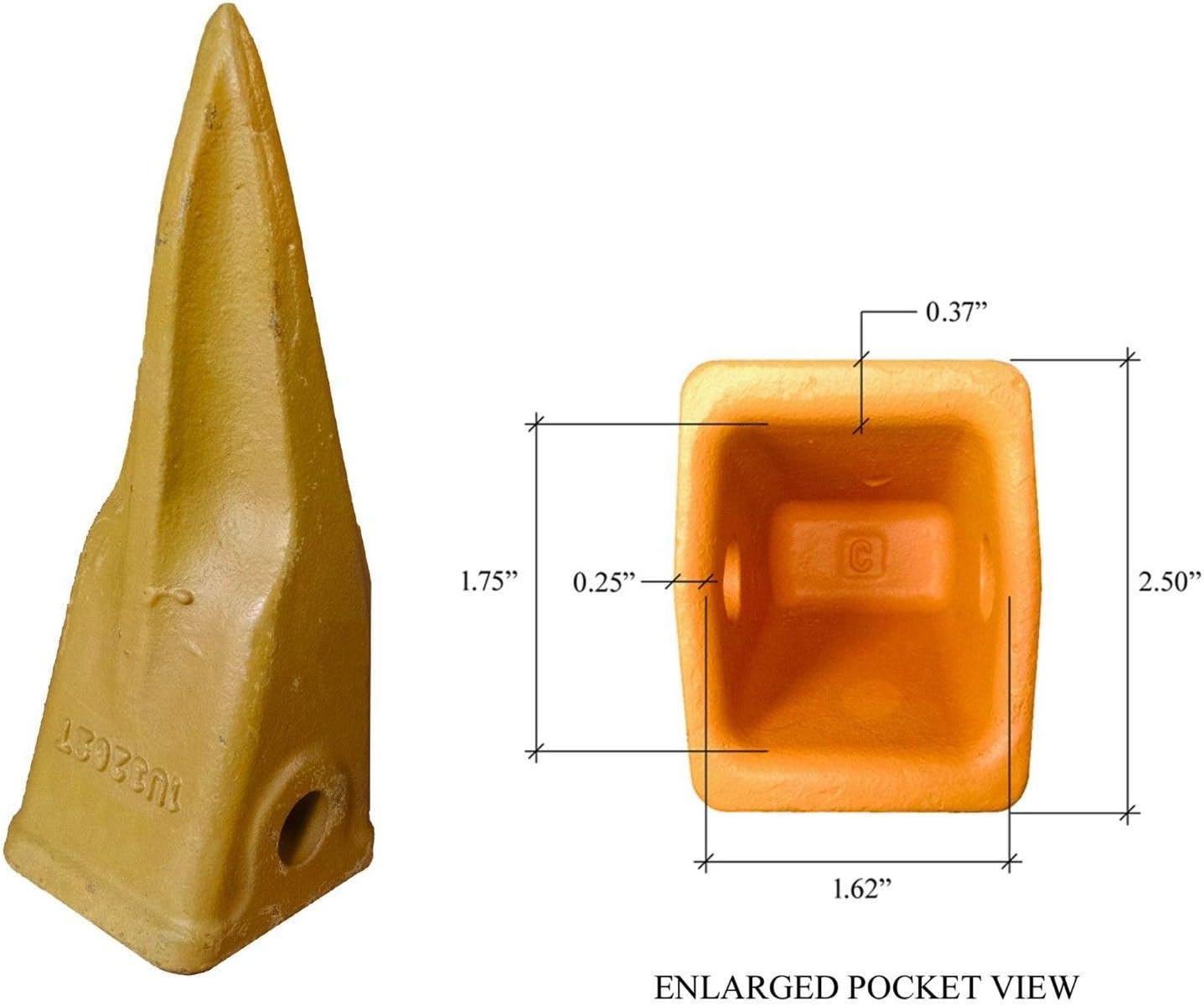 Backhoe Bucket Cat Style Tiger Teeth with pins & retainers, Set of 5, 1U3202TL