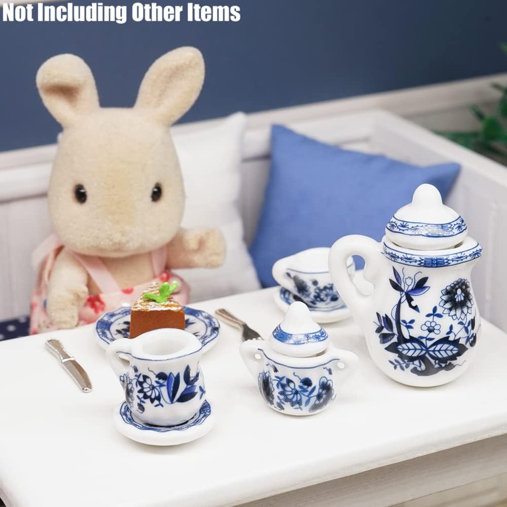 Odoria 1/12 Miniature Porcelain Tea Set 15Pcs Dollhouse Decoration Accessories, Grapes
