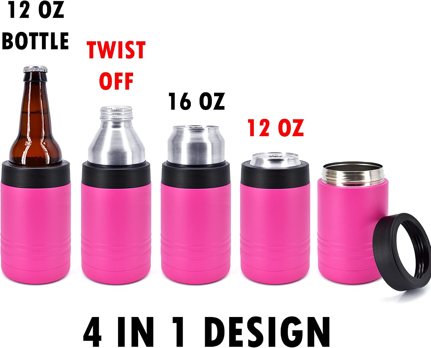 Clear Water Home Goods 12 oz 4-in-1 Stainless Steel Can Cooler (6-Pack)