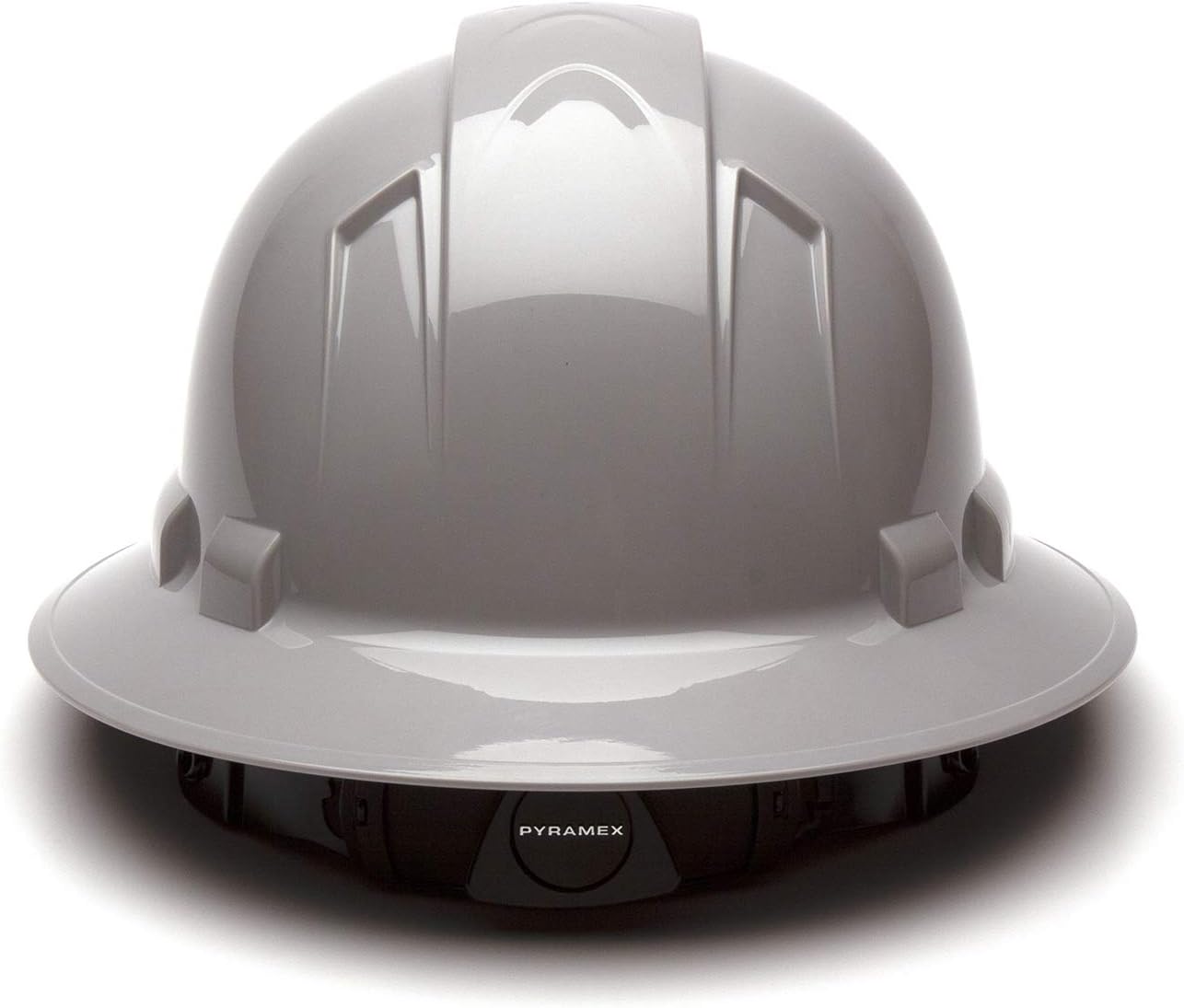 Pyramex Ridgeline Full Brim Hard Hat 4 Point Ratchet White | Full-brim sun & rain protection, HDPE shell, Ratchet suspension, Construction & utility, ANSI Z89.1 Type I Class C/G/E