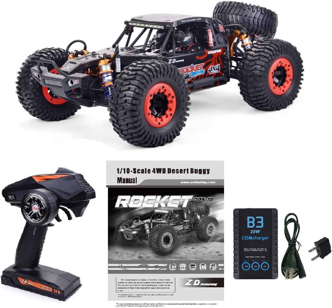 1/10 Scale 4WD RC Cars for Adults Brushless+Wheel，Max 43 MPH Off-Road Fast RC Cars (red)