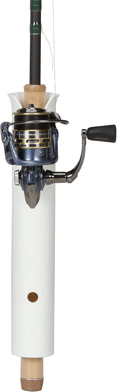 attwood 12708-2 PVC Rod Holder Storage, White PVC Construction, 9 Inches Long, Holds Rod Grips Up to 1 ¾-Inch Diameter, One Size