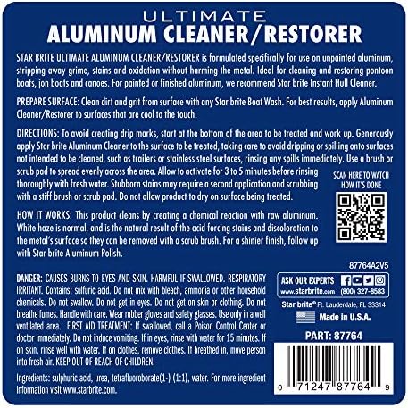 STAR BRITE Ultimate Aluminum Cleaner & Restorer - Aluminum Boat Cleaner - Perfect for Pontoon Boats, Jon Boats & Canoes (NO SPRAYER) - 64 OZ (087762)