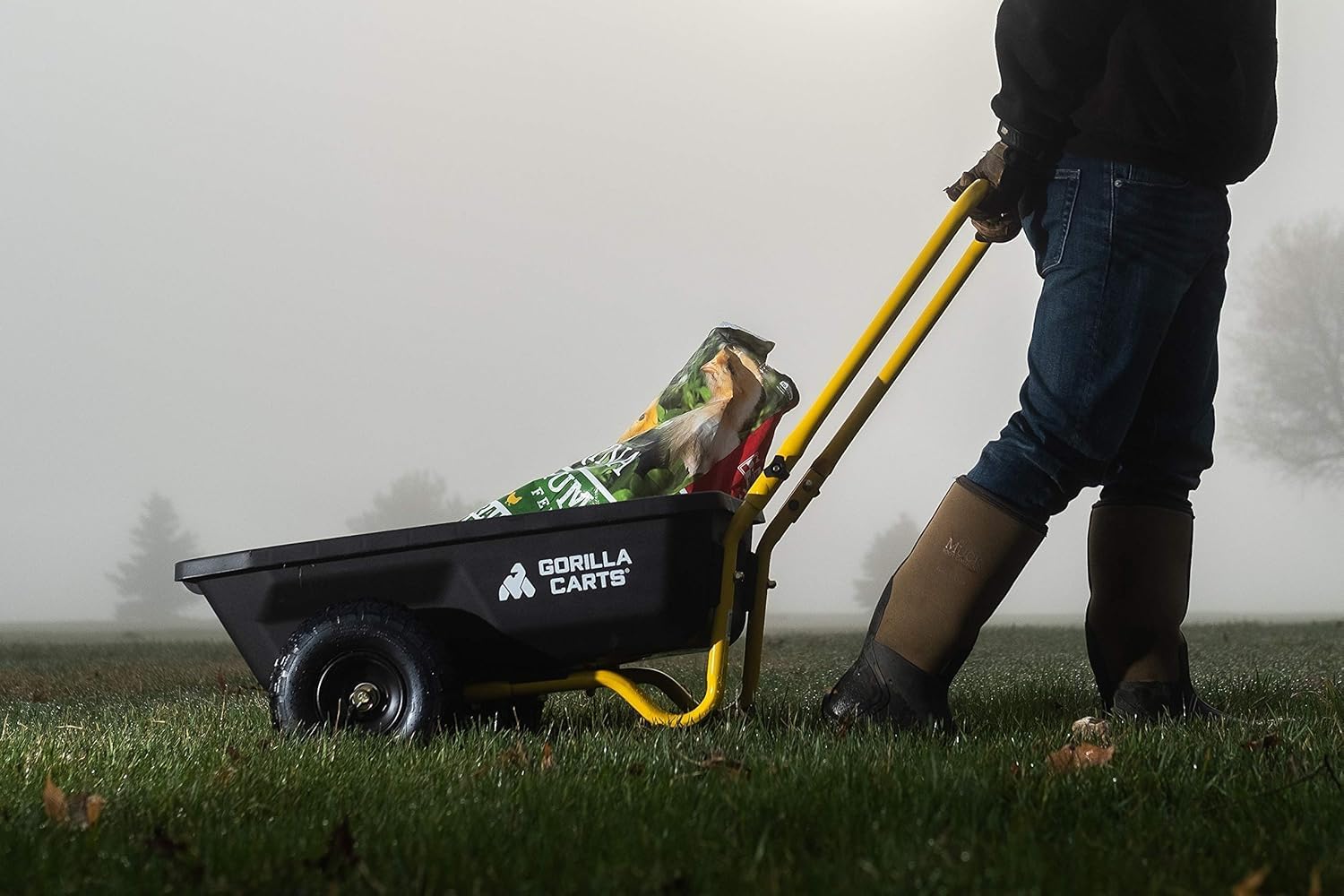 Gorilla Carts Poly Dump Cart, 2-Wheel Garden Wagon, 4 Cu Ft, 300lb Capacity
