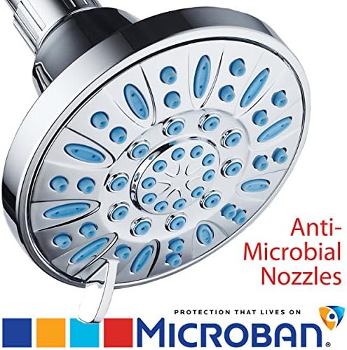 AquaDance Antimicrobial/Anti-Clog High-Pressure 6-setting Shower Head, Microban Nozzle Protection from Growth of Mold