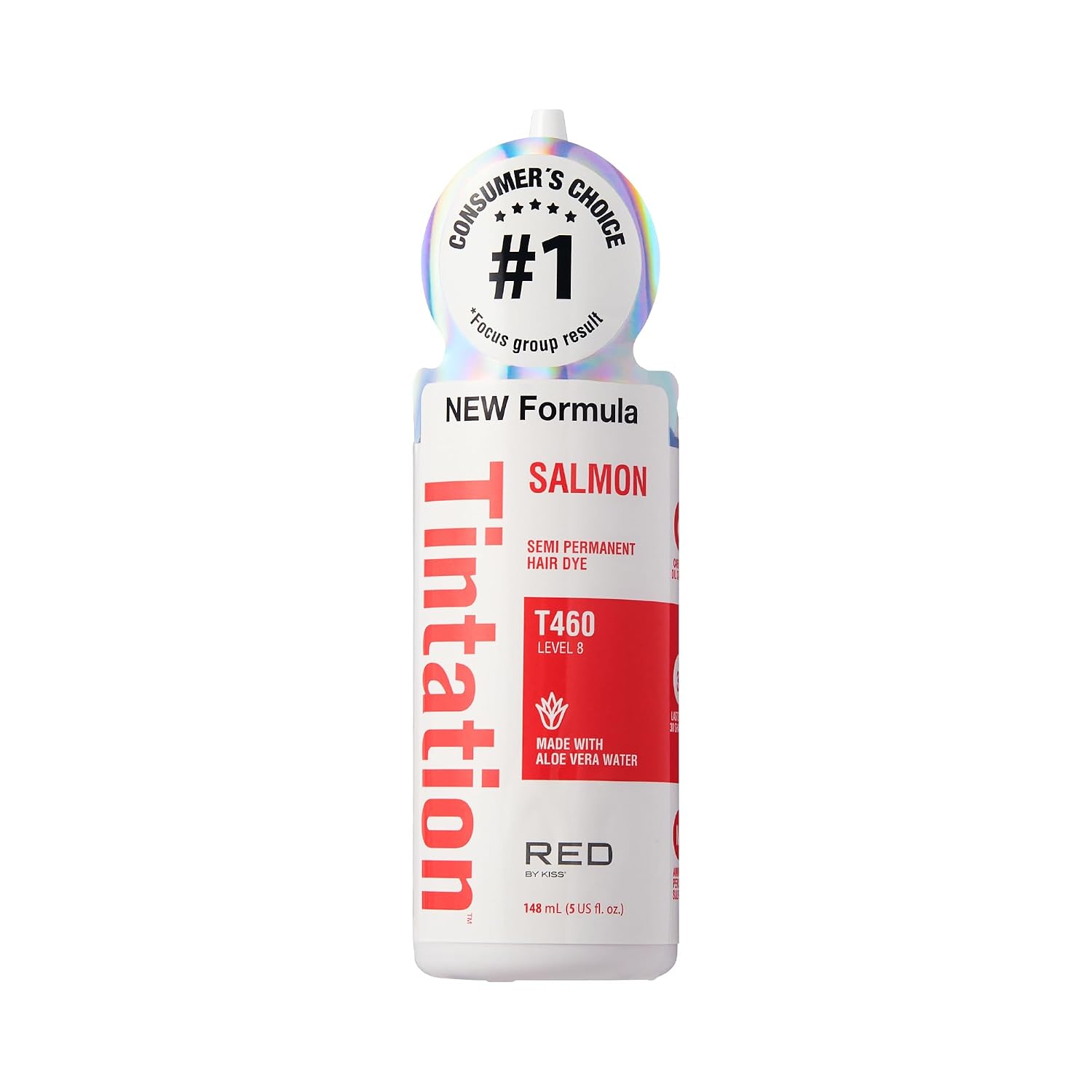 Red by Kiss Tintation Semi-Permanent Hair Color, Aloe Vera Water Based, Argan Oil, Olive Oil, Collagen & Keratin, Long-Lasting Color Dye (Honey Brown, 5 Fl Oz)