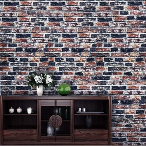 3D Self Adhesive Foam Wall Panels, 10 Tiles Cover 57 sq feet, Peel and Stick Brick Wallpaper for Living Room Bedroom Wall Decoration