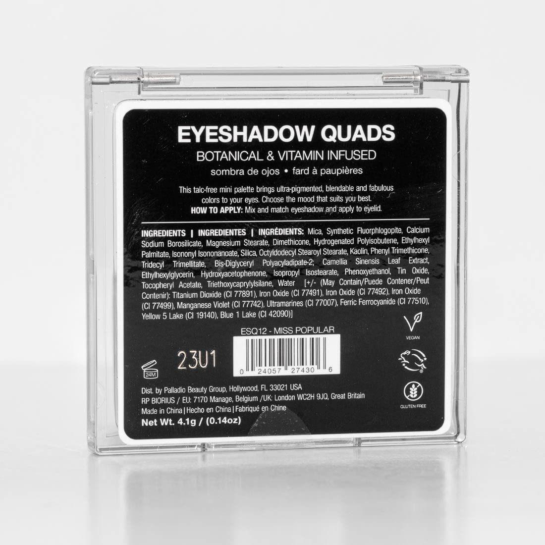 Palladio Eyeshadow Quads, Velvety Pigmented Blendable Matte, Metallic and Shimmer Finishes, Creamy Formula, Four Way Quad Eye Shadow Palette, Talc-Free (Ballerina)
