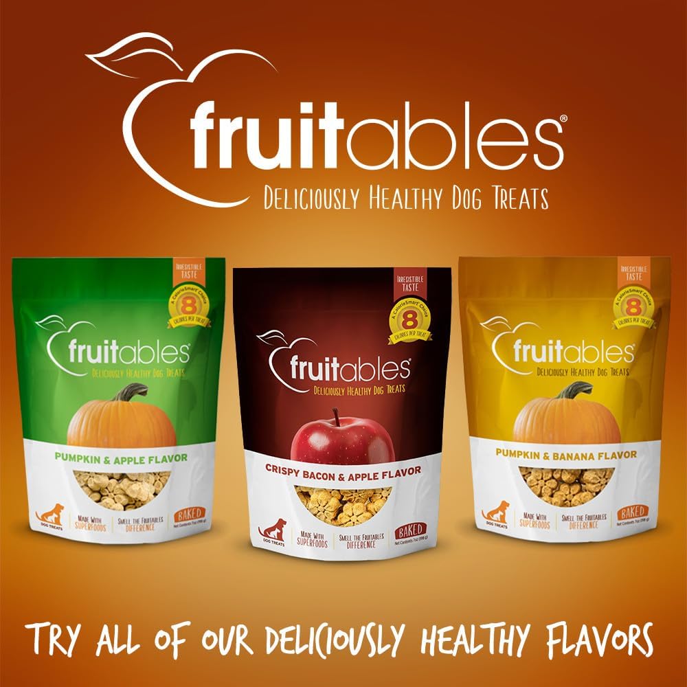 Fruitables Baked Dog Treats, Low Calorie Treats, Pumpkin & Banana, 7oz | Healthy Dog Treats, Training Treats, Crunchy Dog Biscuits, Limited Ingredient Recipe, Healthy Puppy Snacks, Made in USA