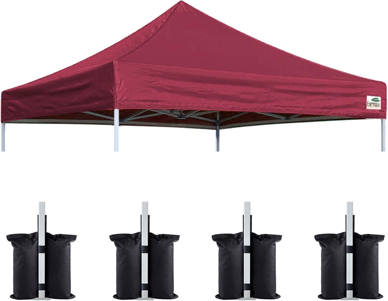 Eurmax USA 10x10 Pop Up Canopy Replacement Top,Universal Instant Canopy Cover ONLY,Heavy Duty UPF 50+ UV Protection,Water & Wind Resistant Tarp,30+ Colors Available,Bonus 4 Sand Bags (White)