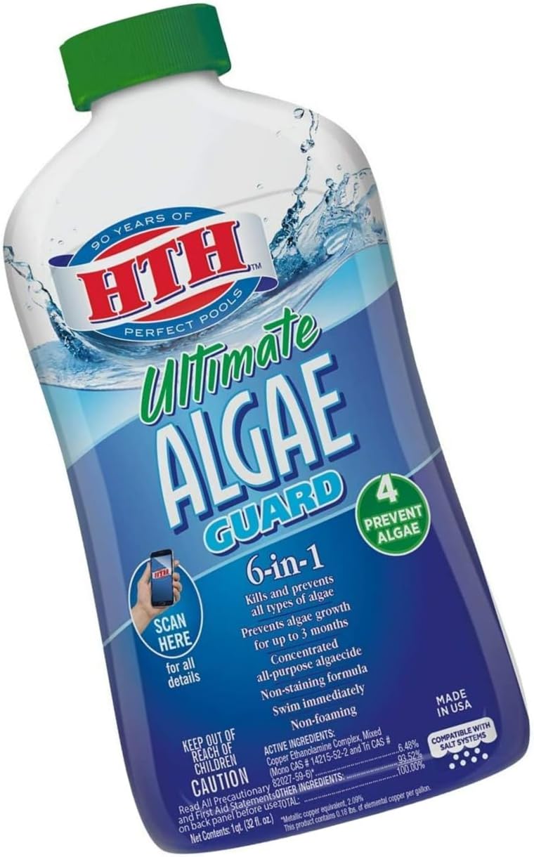 HTH 67033 Ultimate Algae Guard Swimming Pool Algaecide Cleanser, 1 qt