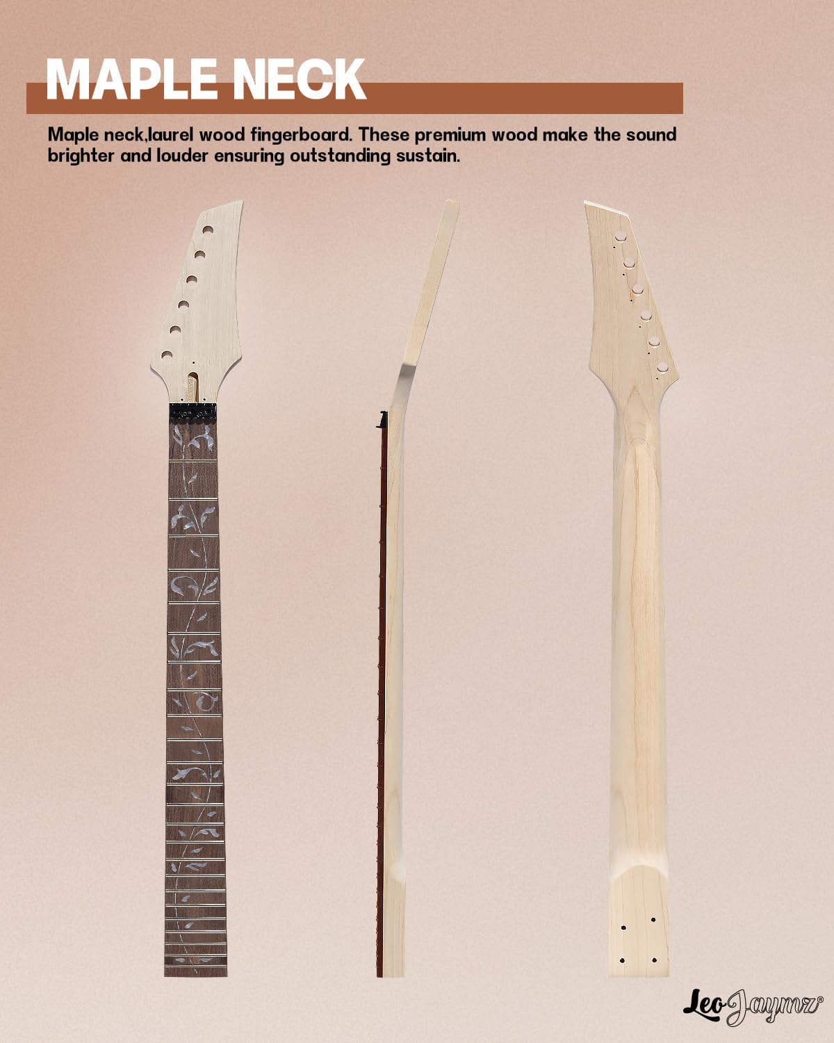 Leo Jaymz DIY Electric Guitar Kits in IBZ Style - Mahogany Body and Maple Neck - All Components Included (7V)