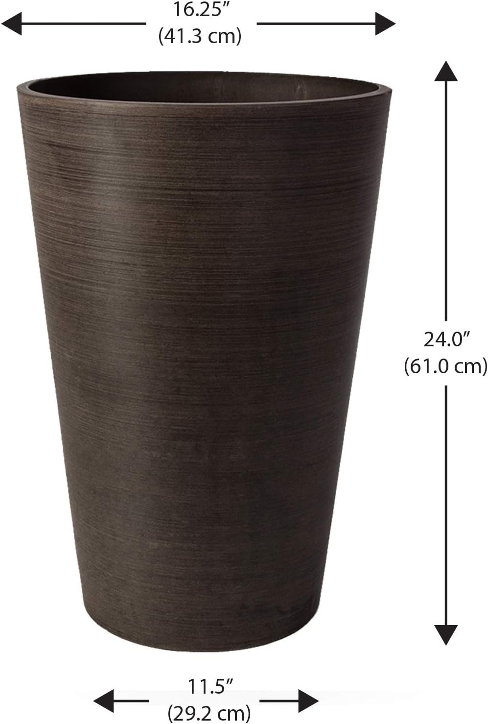 Algreen Valencia Round Planter Pot, 12.25 by 18-Inch, Textured Brown | Round Shape, Indoor Use, UV And Weather Resistant, Drainage Hole With Removable Plug, Lightweight 5.51 lb