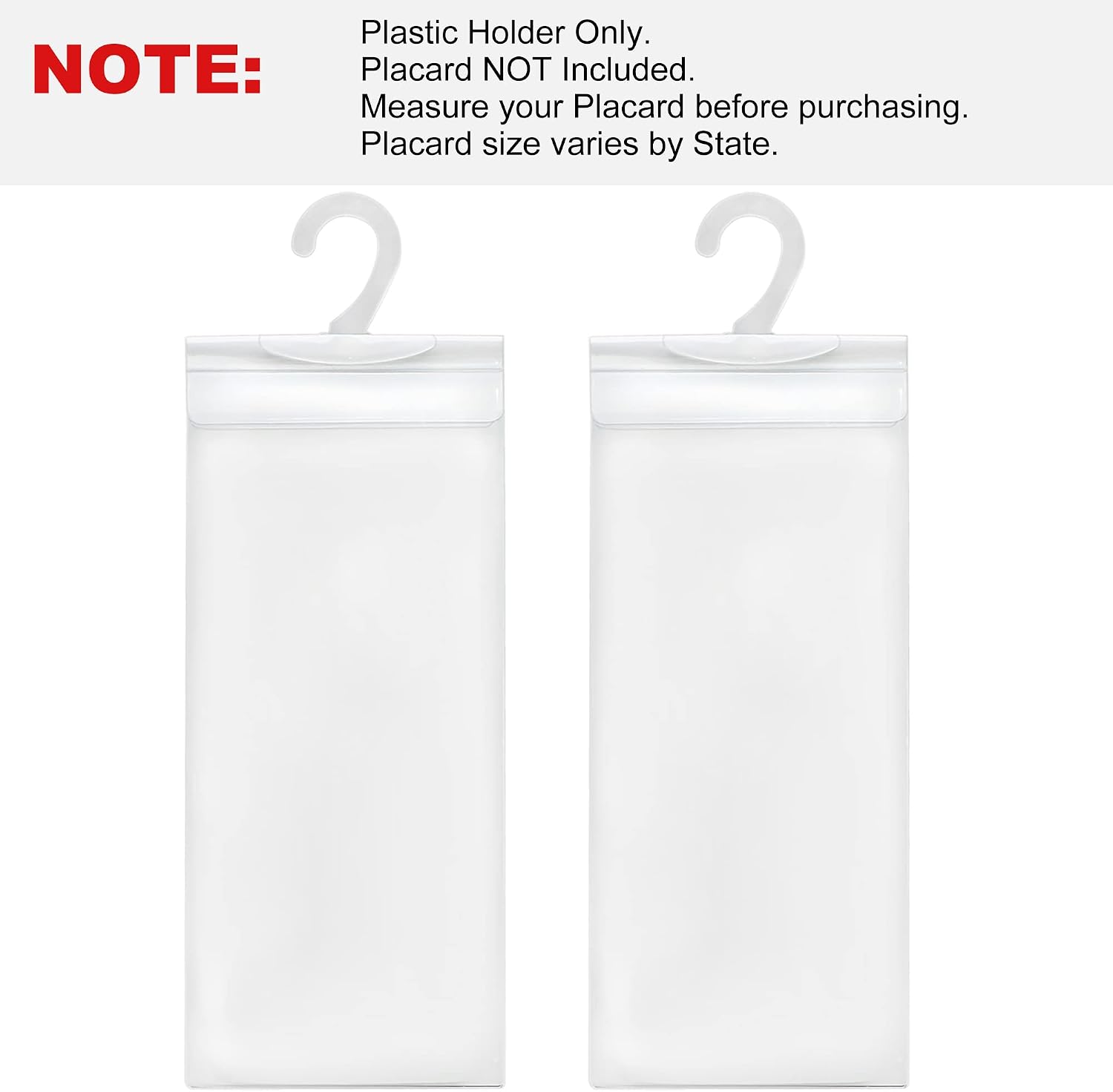 LotFancy Handicap Placard Holder, Ultra Transparent Disabled Parking Permit Protector Sleeve, 2Pcs Handicapped Placard Cover for Auto, with Large Hook