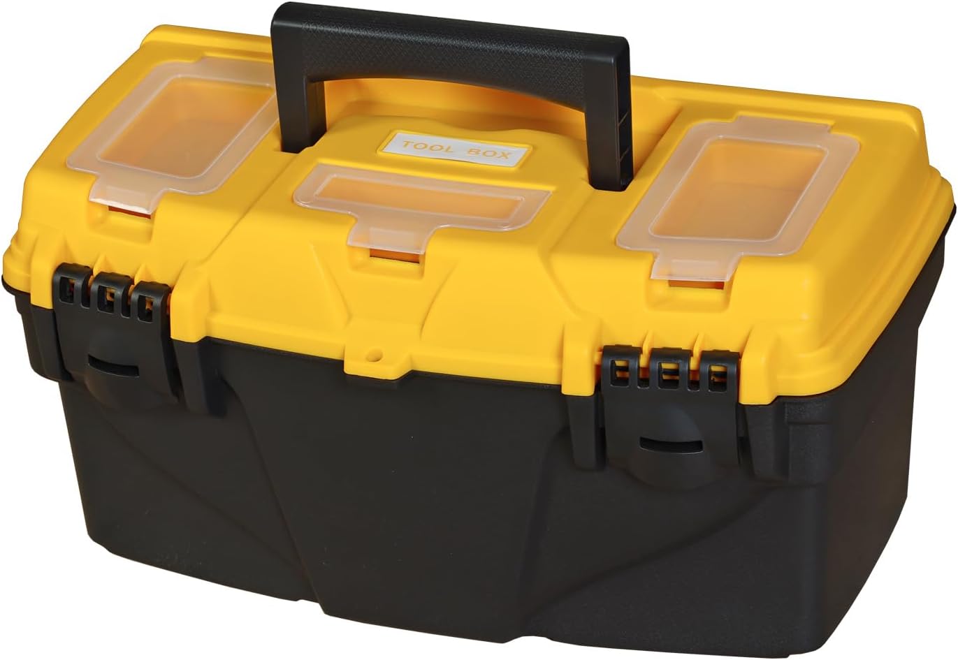 Torin ATB102B 16" Hip Roof Style Portable Steel Tool Box with Metal Latch Closure, Black