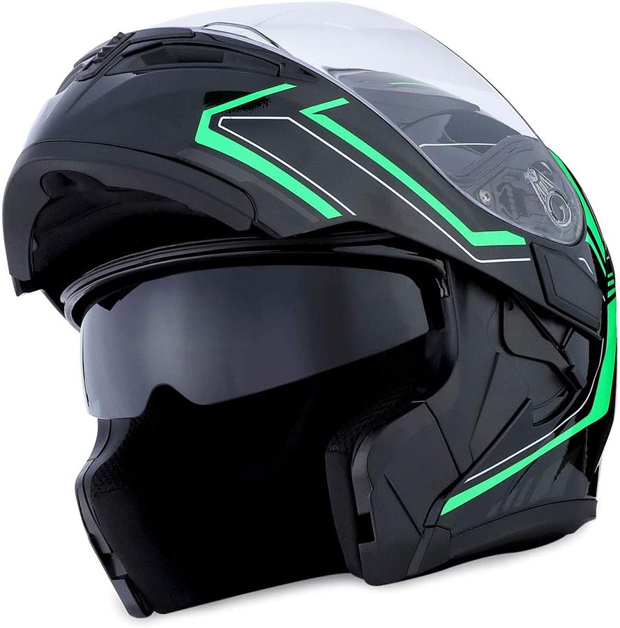 1Storm Motorcycle Modular Full Face Helmet Bike Flip up Dual Visor Sun Shield: HB89 Matt Black