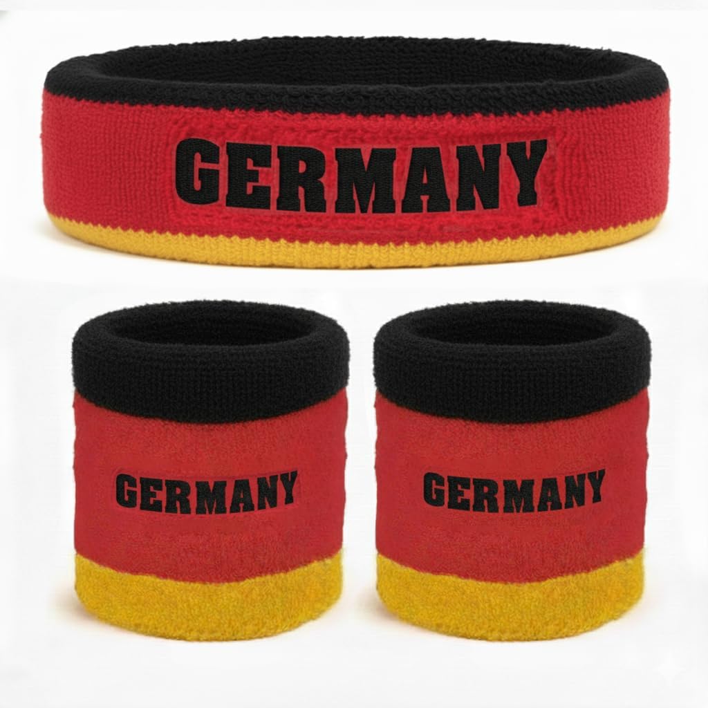 Suddora Country Headband & Wristbands Set (Includes 2 Wrist & 1 Head Sweatband), Highly Moisture Wicking