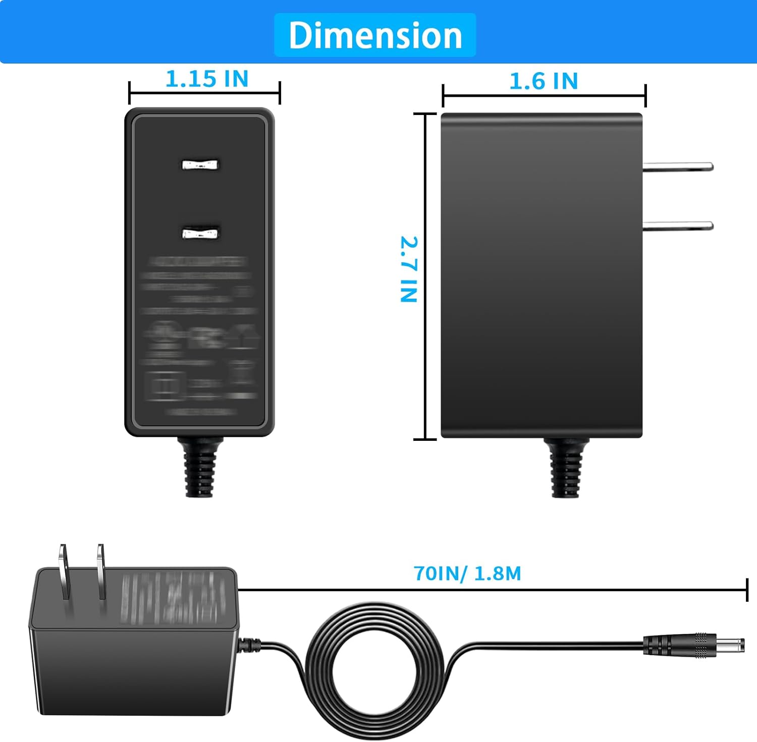 6V 2A Power Supply Cord, for ProForm and Nordictrack Elliptical Charger. | for ProForm 850 510E 480 490 500 600 LE, 390 395 475 510 EX