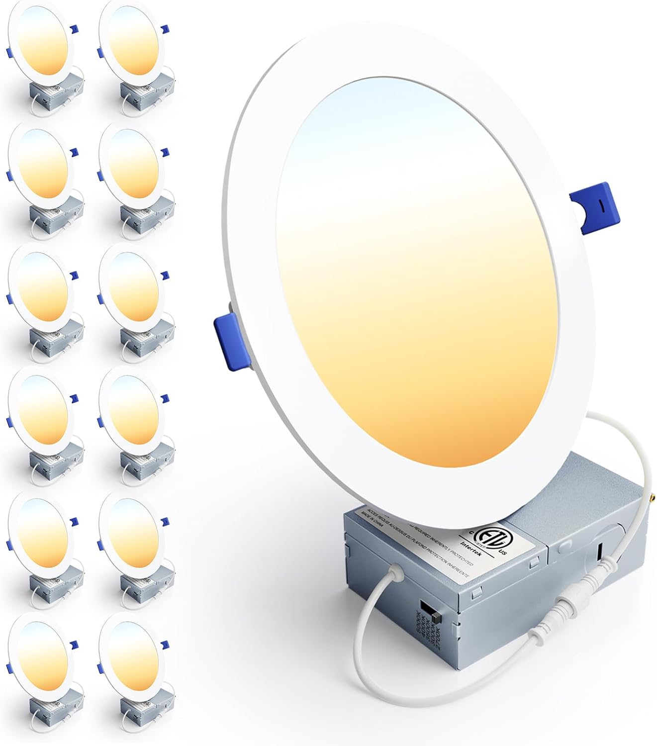 Ensenior 12 Pack 6 Inch LED Recessed Ceiling Light, 5CCT, 1200LM 12W 120V