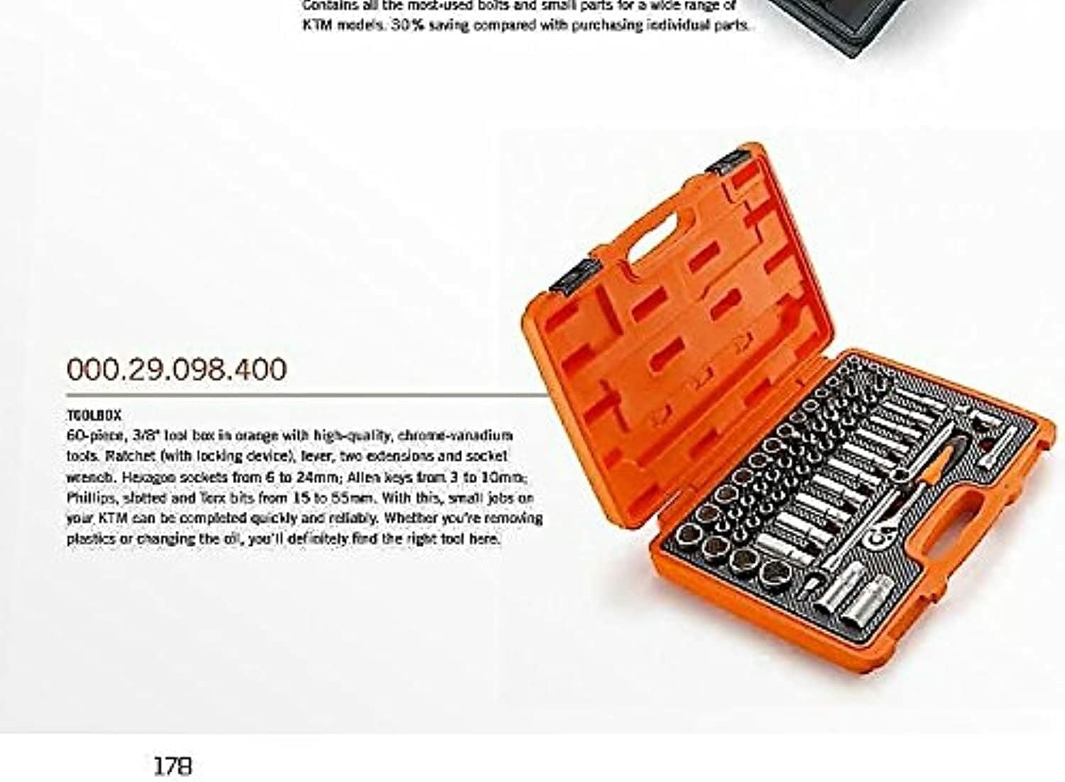 NEW KTM 60 PIECE 3/8" TOOL BOX SET KIT SX EXC XC SXF SR JR 00029098100