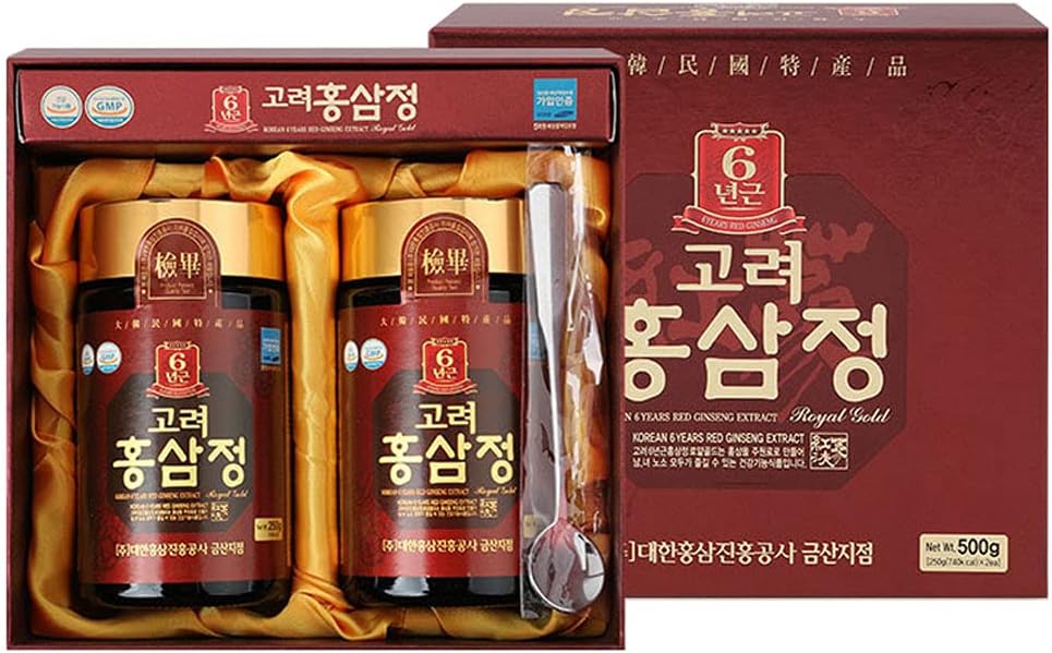 (250g (8.8oz) x 2 Bottles per Box) Korean 6 Years Root Red Ginseng Extract, Saponin, Panax