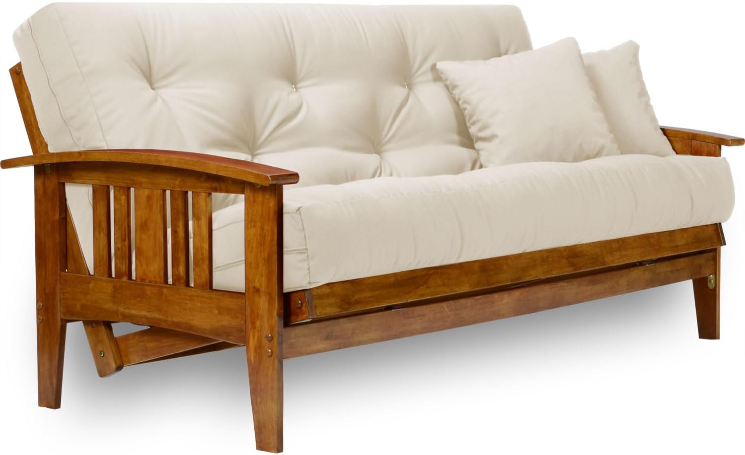 Westfield Futon Set - Queen Size, Frame, 8" Mattress, Twill Ivory Cover