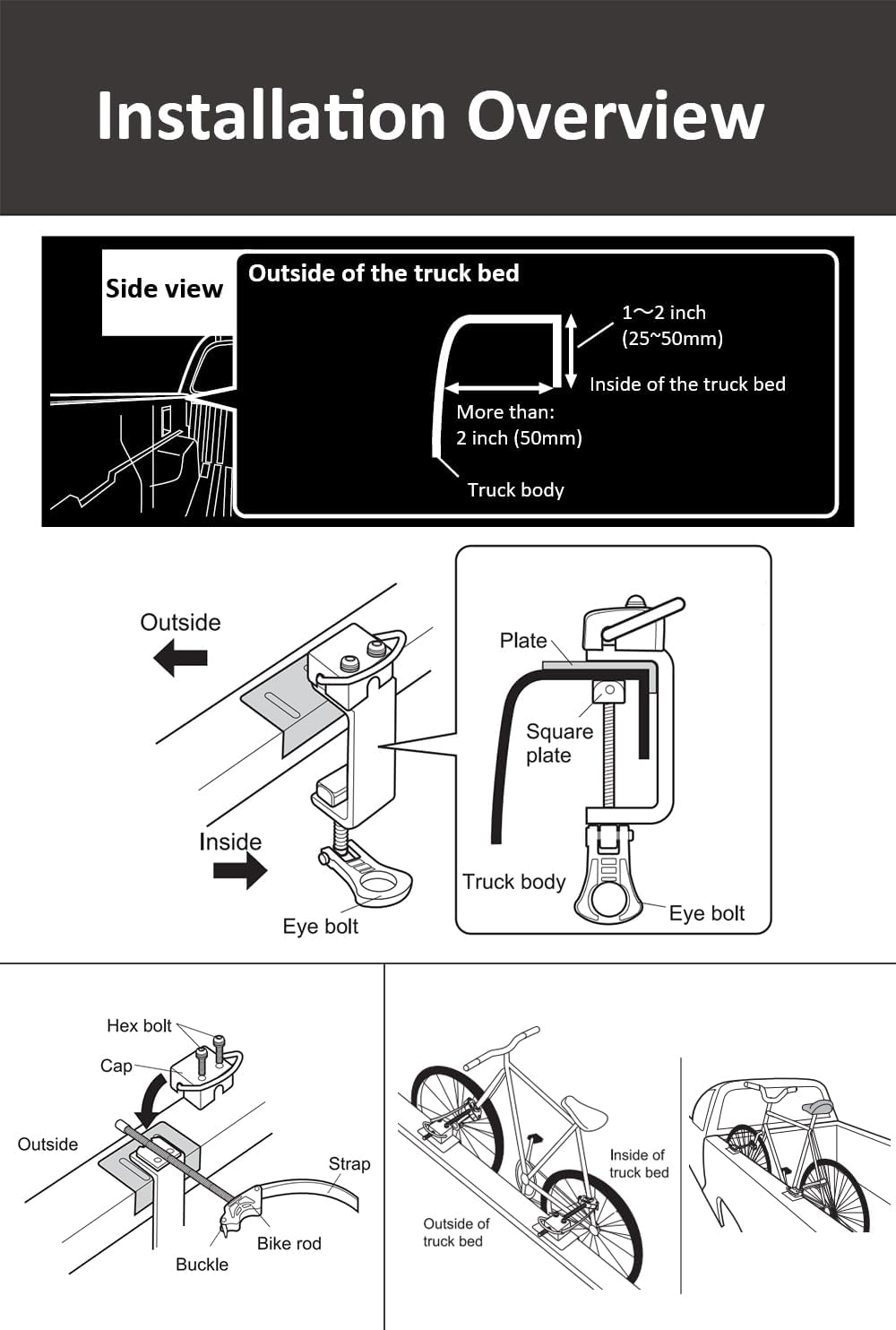 INNO RT201 Truck Bed Bike Rack - Bike Mount for Standard Pickup Truck