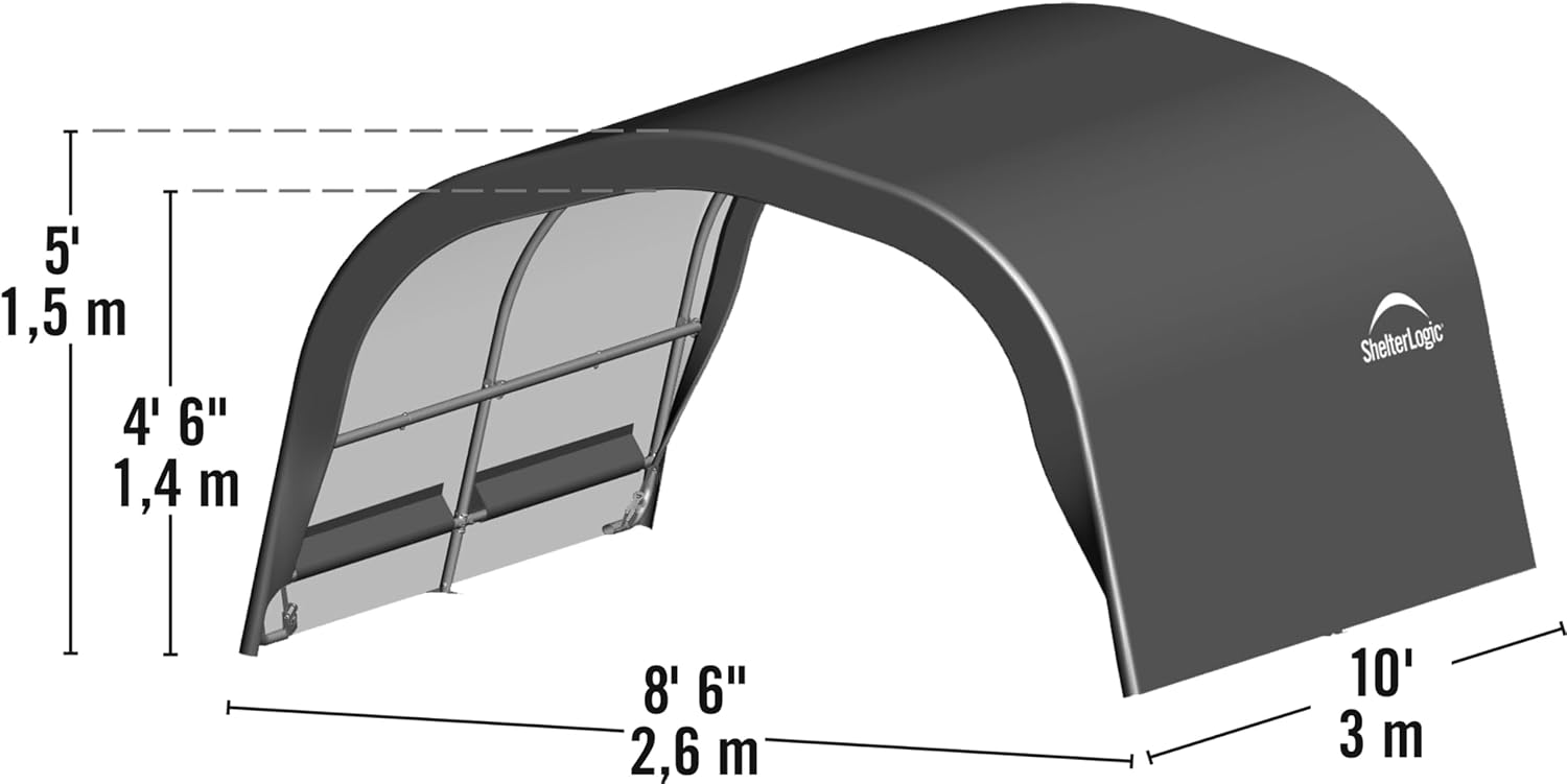 ShelterLogic 8' x 10' x 5' Small Round Livestock and Agricultural Storage and Shade Shelter Kit