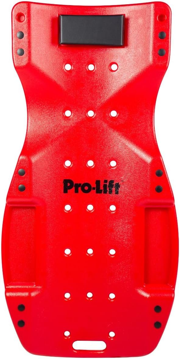 Pro-LifT C-6048 Mechanic Plastic Creeper 48 Inch - Blow Molded Ergonomic HDPE Body with Padded Headrest & Dual Tool Trays - 440 Lbs Capacity Red