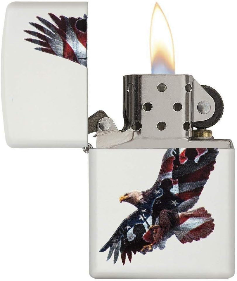 Zippo Eagles Dare Pocket Lighter - Refillable Flip-Top Windproof Lighters - Fierce Soaring Eagle Patriotic Design Pocket Lighters - Luxury Metal Lighter Made in USA