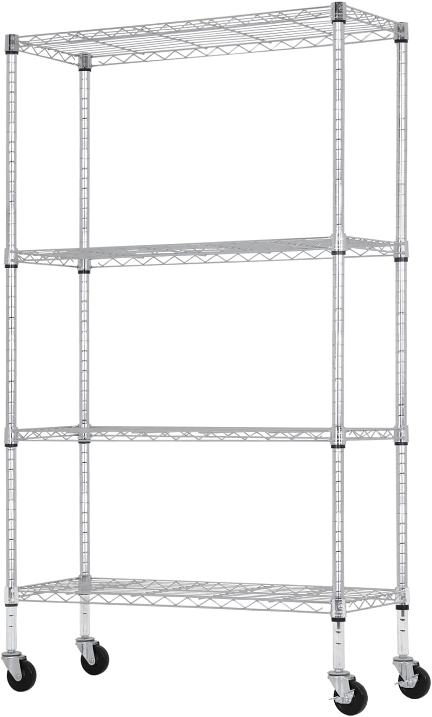 PayLessHere | 6-Tier Wire Shelf with Wheels | 45"x18"x82" | Black