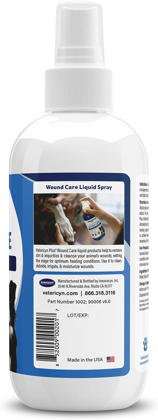 Vetericyn Plus Dog Wound Care Spray | Healing Aid and Skin Repair, Clean Wounds, Relieve Dog Skin Allergies, Safe for All Animals. 16 ounces