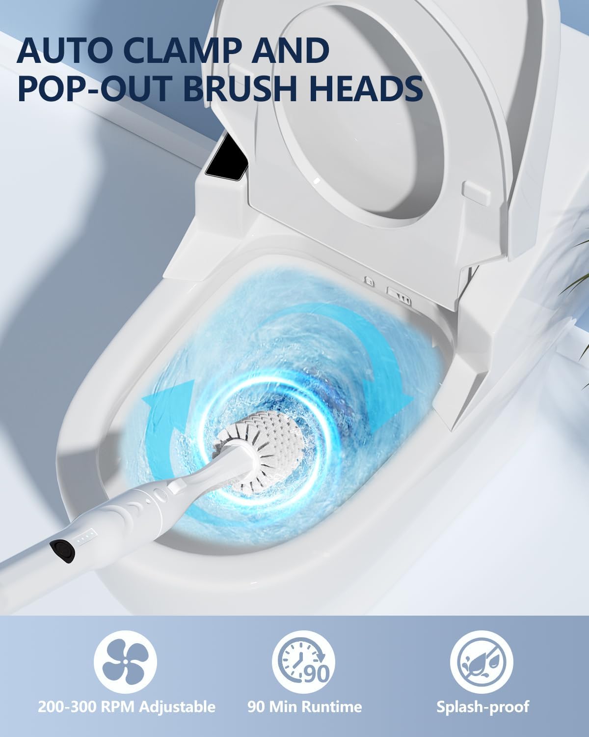 Electric Toilet Brush and Holder Set, Leebein 8 in 1 Electric Toilet Bowl Cleaning Kit with 8 Replaceable Brushes