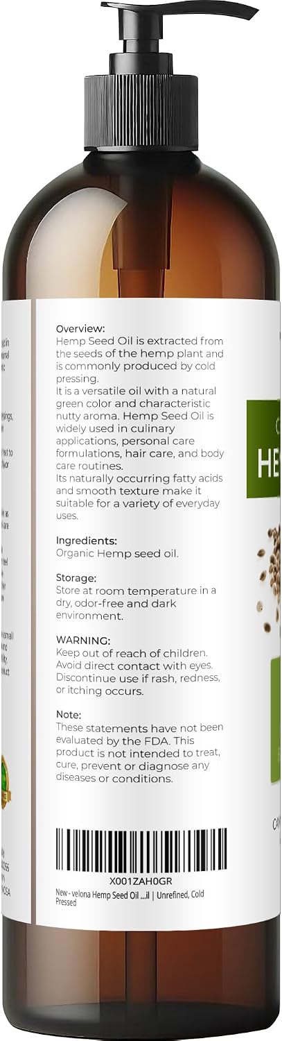 velona USDA Organic Pumpkin Seed Oil - 8 fl oz, Cold Pressed, with Pump