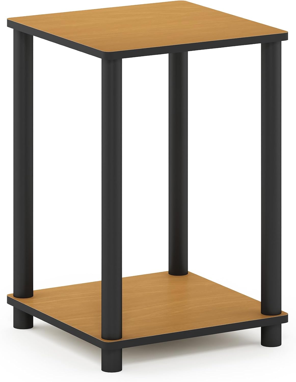 Furinno Turn-N-Tube End Table Corner Shelves, Set of 2, Dark Cherry/Black | Stackable Modern End Table with Open Shelf, Night Stand, Bedside Table, for Living Room, Bedroom