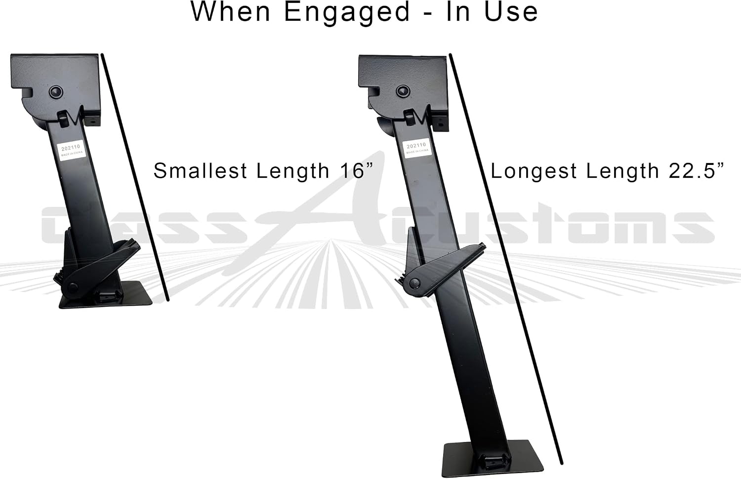 Class A Customs | 2 Pack Long 1,000 lb. Capacity RV Cargo Trailer Telescoping Swing Down Jacks 16" - 22.5" Extended 1319410-1622-2PK