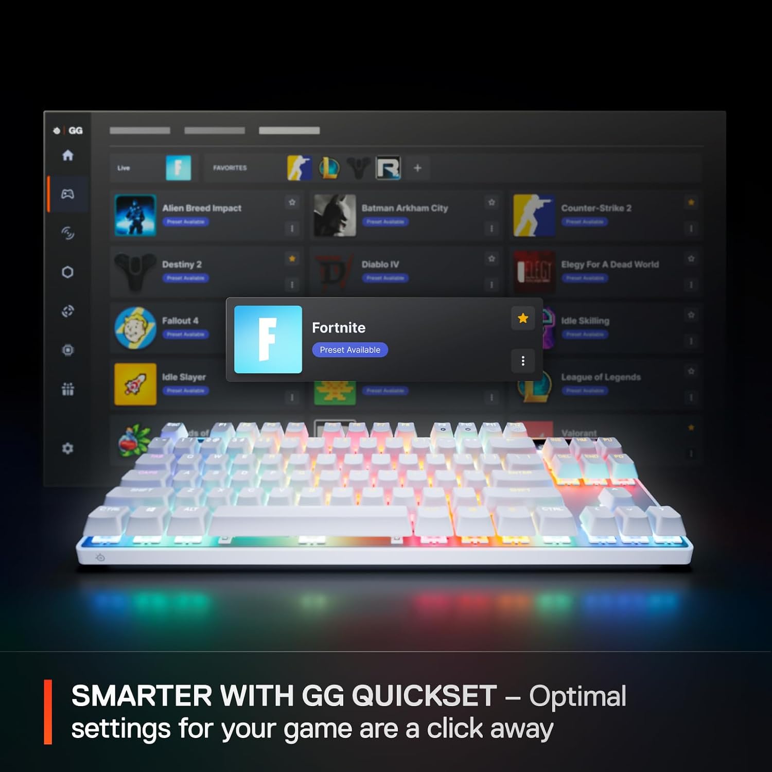 SteelSeries Apex Pro TKL Gen 3 White OmniPoint 3.0 Switches — Adjustable Actuation — Rapid Trigger — Game-Ready Presets — Protection Mode