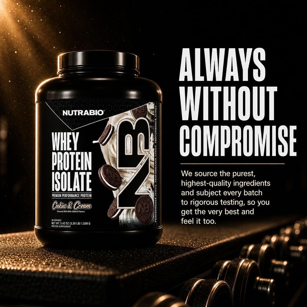 NutraBio 100% Whey Protein Isolate Protein Powder, 25g Protein with Complete Amino Acid Profile, Non-GMO, Soy & Gluten Free, Low Carb, Low Calorie Whey Protein Powder, Raw Unflavored, 20 Servings